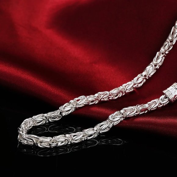 Awesome Platinum 20 Inch Byzantine Dragon Chain 6mm Wide - Picture 2 of 10